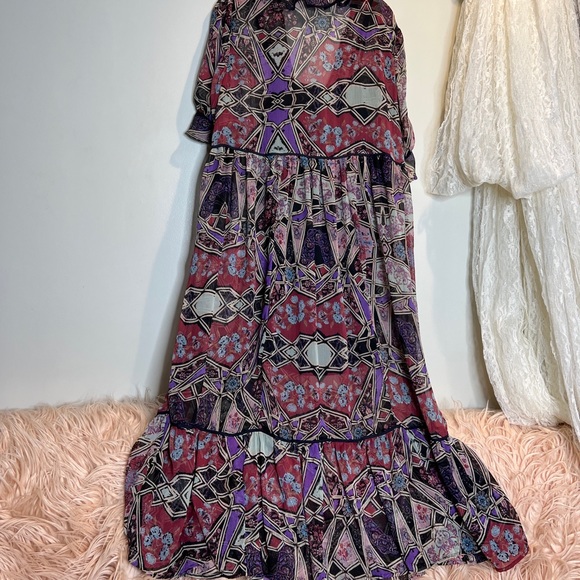 Free People Carmella Geometric Printed Flowy Chiffon Maxi Dress - Picture 8 of 8